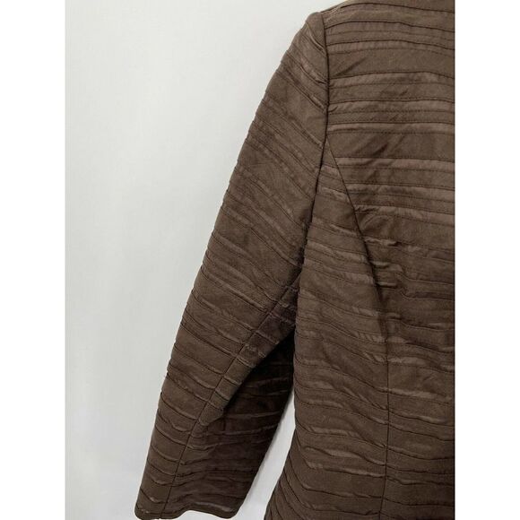 Lafayette 148 Brown Blazer Jacket Size 8 Hook Ruffle Linen Blend Dressy Feminine - Picture 11 of 12